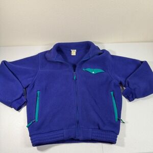 Vtg LL Bean Mens‎ Fleece Jacket Blue Teal Zip Up Outdoor Size Large Made in USA